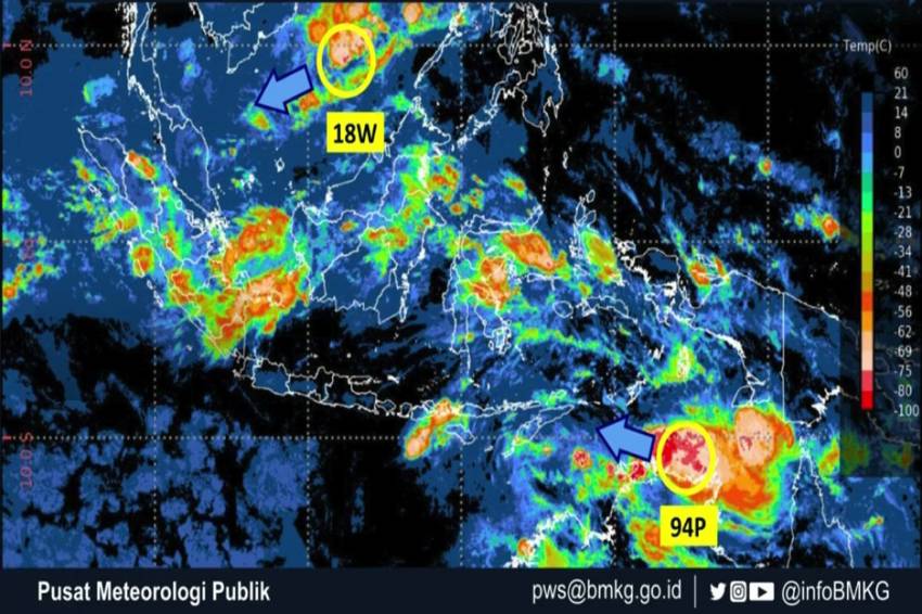 Wilayah Indonesia Dikepung oleh Dua Bibit Siklon Tropis