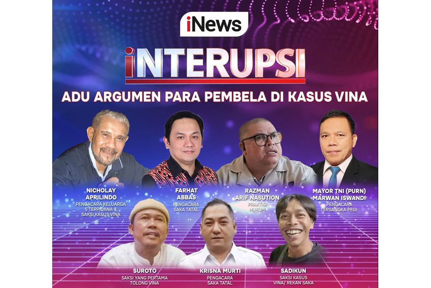 Debat Para Pembela dalam Kasus Vina, Segera di Interupsi Bersama Ariyo Ardi, Live di iNews Malam Ini.