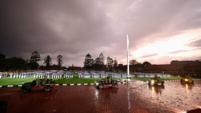 Prabowo Subianto Leads Cabinet Generals in March Through the Rain: Leaders Must Get Wet Alongside Soldiers